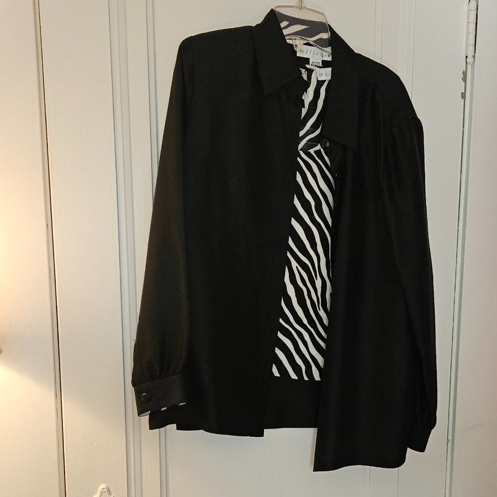 Miller Shor Two Piece Sleeveless Top and Long Sleeved Top - Black and White